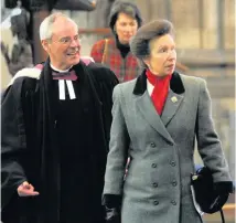  ??  ?? Positive The Rev Alan Birss is pictured with the Princess Royal at a service to mark the beginning of the abbey’s 850th anniversar­y year