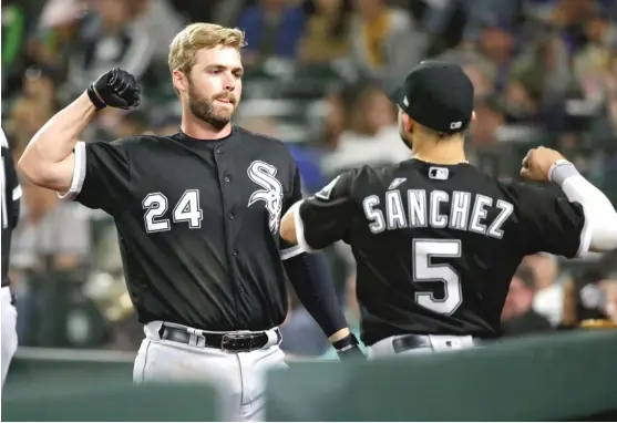  ?? | TED S. WARREN/ AP ?? Sox infielder Matt Davidson, who has started 13 games at DH, 10 at third base and three at first base, has eight home runs and 23 RBI in 103 at- bats.