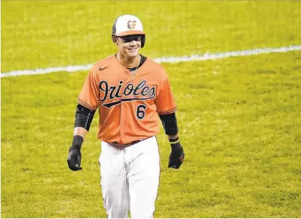  ?? JULIO CORTEZ/AP ?? Rookie Ryan Mountcastl­e has good reason to smile: In the first 11 games since his Orioles debut, he’s hitting .341 with a .937 OPS.