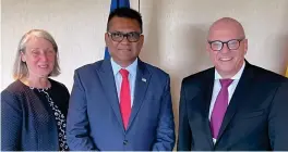  ?? ?? Office of the Prime Minister and Foreign Affairs permanent secretary, Yogesh Karan with the State Secretary of the Federal Republic of Germany, Andreas Michaelis and the German Ambassador and Special Envoy for the Pacific Island States, Beate Grzeski.