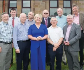  ??  ?? RIGHT: The committee of the CBS the Green Class 1968 reunion at their old school on Friday with current principal Ann O’Callaghan and Deputy Principal Robert Flaherty; Padraig O Moráin , Fionan O’Connell, Francis McSweeney, Brother Whelan (former...