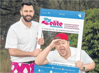  ?? Picture: SNS Group. ?? Steven Thompson and wrestler and YouTube star Grado at the launch of the Elite Collaborat­ions Charity Golf Day at Cathkin Braes Golf Course in Rutherglen.