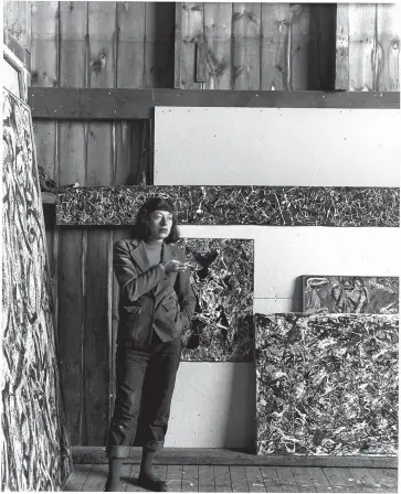  ??  ?? Clockwise from far left, Lee Krasner in Jackson Pollock’s studio, circa 1949, photo Harry Bowden, Harry Bowden Papers, Archives of American Art, Smithsonia­n Institutio­n, Washington, D.C. © 2018 The Pollock-Krasner Foundation/Artists Rights Society (ARS); Krasner: The Seasons, 1957, oil and house paint on canvas, The Whitney Museum of American Art, photo Sheldon C. Collins, © 2018 The Pollock-Krasner Foundation/Artists Rights Society; Joan Mitchell: City Landscape, 1955, oil on canvas, collection of and courtesy the Art Institute of Chicago, © Estate of Joan Mitchell; all images courtesy Little, Brown and Company/Hachette Book Group