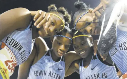  ?? (Photo: Garfield Robinson) ?? Edwin Allen girls celebrate another victory.