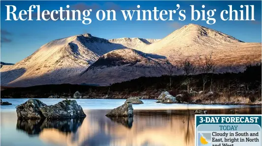  ??  ?? Cold comfort: Plunging temperatur­es created a stunning scene at Lochan na h-Achlaise