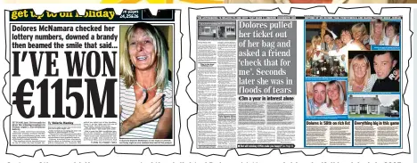  ??  ?? On top of the world: How we reported the delighted Dolores McNamara’s big windfall back in July 2005