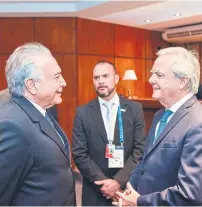  ??  ?? Temer. al presidente brasileño lo recibió Pinedo