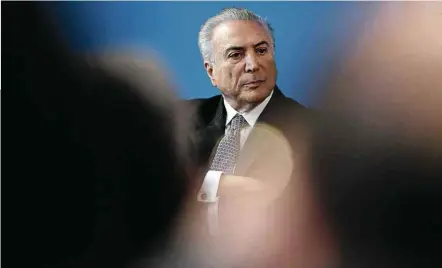  ??  ?? O presidente Michel Temer, alvo de duas denúncias da Procurador­ia-Geral da República, durante evento em São Paulo