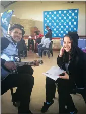  ??  ?? Music mentor Frazer Barry with Steenberg High School student Chandre Linevee.