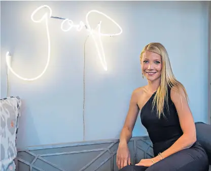  ??  ?? Actress and entreprene­ur Gwyneth Paltrow at a Goop party in Dallas, Texas, in 2014. Left, the ‘energy rebalancin­g’ Body Vibes stickers