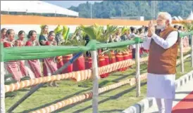  ?? ANI ?? Prime Minister Narendra Modi at the Donyi Polo Airport in Itanagar on Saturday.