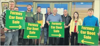  ?? ?? GETTING THE BOOT IN - Fermoy RFC and Car Boot Sale committee members Peter O’Donoghue, Matt McCauliffe, Patrick O’Donoghue, Martin Hickey, Garrett Clegg, Paddy Aherne, John Dowling, Chloe Dowling and Paul Clancy, looking forward to Saturday’s sale.