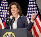  ?? Scott Olson / Getty Images ?? Gov. Kathy Hochul called the mass shooting in Buffalo an act of “white supremacis­t terrorism.”