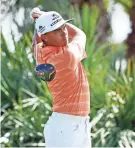  ?? WILFREDO LEE/AP ?? Rickie Fowler tees off on the second hole during the final round of the Honda Classic on Sunday in Palm Beach Gardens, Fla. Fowler closed with a 1-over 71 to win the event by four shots — his first victory in 13 months.