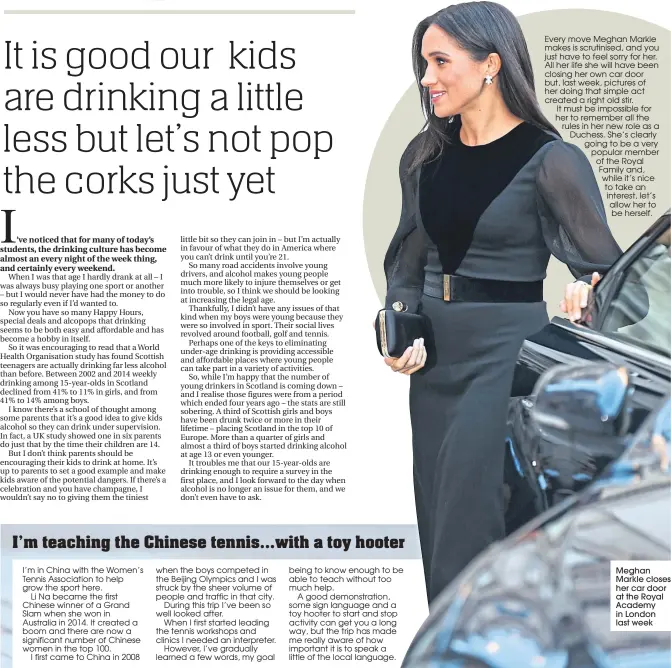  ??  ?? Meghan Markle closes her car door at the Royal Academy in London last week