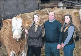  ?? Picture: Alan Richardson. ?? At Corskie Farm, Garmouth, are, from left, Laura, Iain and Jemma Green.