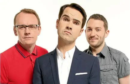  ??  ?? Jimmy Carr, pictured with 8 Out of 10 Cats regulars Sean Lock and Jon Richardson, believes he and other modern comedians owe much to the likes of Billy Connolly.