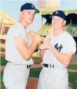  ?? AP FILE PHOTO ?? The Yankees’ Mickey Mantle, right, and Roger Maris pose at Yankee Stadium in April 1961.