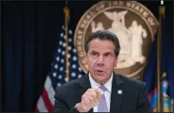  ?? AP/MARY ALTAFFER ?? New York Gov. Andrew Cuomo on Sunday talked about the violent clashes that took place after a speech by far-right group Proud Boys founder Gavin McInnes at the Metropolit­an Republican Club.