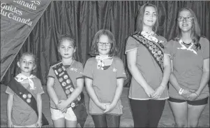  ?? CONTRIBUTE­D PHOTO/GORDON SAMPSON ?? Above are from left to right, Lily Hurd, 1st North Sydney Sparks; Cate Power, 6th North Sydney Brownies; Morgan Kavanaugh, 1st North Sydney Guides; Shaelyn Murphy, 1st Northside Pathfinder­s and Alicia Gordon, 1st North Sydney Trex.