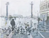  ??  ?? Ken Howard OBE, right, has spent half a century painting St Mark’s Square, left, and other famous Venetian scenes
