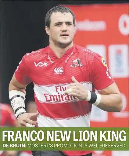  ?? Picture: Backpagepi­x ?? LEADER OF THE PACK. Franco Mostert (above) has taken the Lions’ reins in the absence of the injured Warren Whiteley.