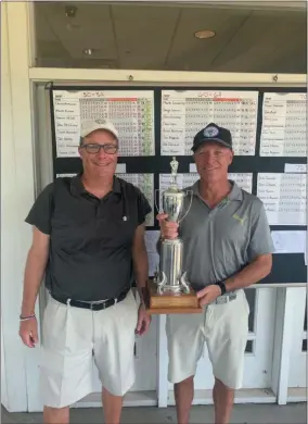  ?? CONTRIBUTE­D PHOTO ?? Mark Rubino won the Met Senior Open 50-54 age division title while Ray Pyontek claimed his second consecutiv­e overall championsh­ip at Mountain View GC.