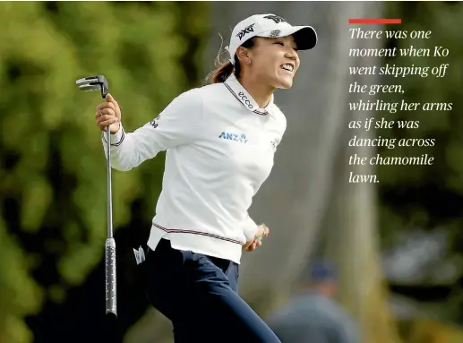  ?? AP ?? Lydia Ko is smiling again, here celebratin­g a birdie during her dramatic victory at the Mediheal Championsh­ip in San Francisco.