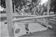  ?? Hyoung Chang, The Denver Post ?? Carter Krosky, 7, enjoys the newly upgraded playground at Washington Park on Saturday. The city showed off improvemen­ts to Washington Park and Westwood Park, 4951, W. Kentucky Ave.