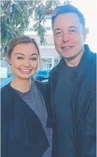  ??  ?? Elon Musk and Amber Heard pose for photos with Bulletin reporter Sally Coates at Miami yesterday.
