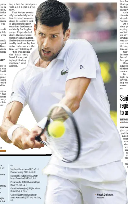  ?? REUTERS ?? Novak Djokovic.