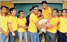  ?? DC ?? Rohan Ganesh and friends celebrate. He ranked All India —34 in the 2017 JEE Advanced exams, which were conducted recently.