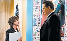  ?? BEN MARK HOLZBERG/CBS TELEVISION STUDIOS/SHOWTIME ?? Holly Hunter as Sally Yates and Jeff Daniels as James Comey in “The Comey Rule.”