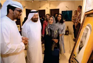 ??  ?? Abdulqader Alrais and Najat Makki during the opening of the Heart of Heritage exhibition in Dubai.