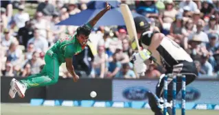  ??  ?? MOUNT MAUNGANUI: Rubel Hossain of Bangladesh bowls during the 20/20 Internatio­nal between New Zealand and Bangladesh at Bay Oval yesterday. — AFP