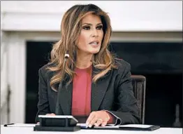  ?? EVAN VUCCI/AP ?? First lady Melania Trump speaks Tuesday during a White House discussion on cyberbully­ing. “I am well aware that people are skeptical of me discussing this topic,” she said.