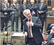  ??  ?? David Davis, the Brexit Secretary, at the despatch box, watched by Boris Johnson, the Foreign Secretary