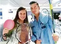  ??  ?? Martina Meißl traf VolksRock’n’Roller Andreas Gabalier und erklärte ihm die Sportart Racketlon