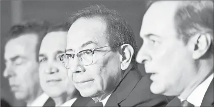  ??  ??    Alejandro Díaz, José Manuel López, Carlos Salazar y Juan Pablo Castañón, en la conferenci­a de prensa en que se anunció la elección. Foto Yazmín Ortega