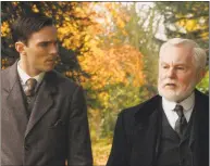  ?? Fox Searchligh­t Pictures / TNS ?? Nicholas Hoult, left, and Derek Jacobi in a scene from “Tolkien.”