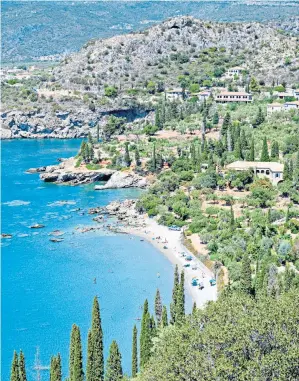  ?? ?? Peloponnes­e perfection: the Mani, where Patrick Leigh Fermor, left, found ‘nothing but rocks, trees, mountains and sea’ on a visit in 1962