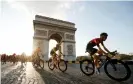  ?? Photograph: Gonzalo Fuentes/Reuters ?? Bernal in action in front of the Arc de Triomphe.