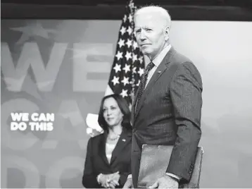  ?? OLIVER CONTRERAS/THE NEW YORK TIMES ?? President Joe Biden listens to a reporter’s question Wednesday after speaking about plans for a campaign of incentives to help meet the goal of having 70% of adults at least partially vaccinated by July 4.