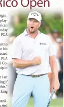  ?? PHOTO BY ANDY LYONS/AFP ?? BIG WIN
Brice Garnett of the United States celebrates making his putt for birdie on the 18th green, the fourth-playoff hole, to win against Erik Barnes of the United States, during the final round of the Puerto Rico Open at Grand Reserve Golf Club on Sunday, March 10, 2024, in Rio Grande, Puerto Rico.