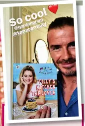  ??  ?? Fan: David Beckham’s post about Tilly’s cookbook for teens