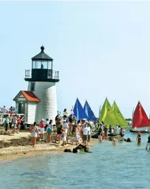  ??  ?? FROM LEFT: Main Street in Harwich Port, Cape Cod, offers everything from boutique shops to fine dining; Nantucket’s Brant Point Light Station overlooks the harbor