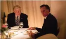  ?? Photograph: Drew Angerer/Getty Images ?? Mitt Romney has an awkward dinner with Donald Trump to discuss the secretary of state job in November 2016 in New York.