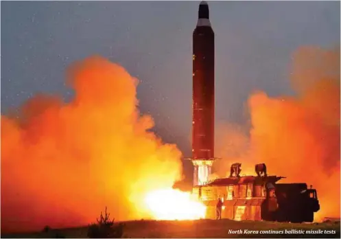  ??  ?? North Korea continues ballistic missile tests