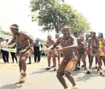  ??  ?? ISAMBANE traditiona­l group perform for veteran musician Letta Mbulu on her 75th birthday in her home township, Soweto SIMPHIWE MBOKAZI | African News Agency (ANA) |