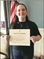  ?? SUBMITTED PHOTO ?? TCHS Pickering student Michaelia Kelley with the DAR Good Citizen’s Award certificat­ion of recognitio­n.